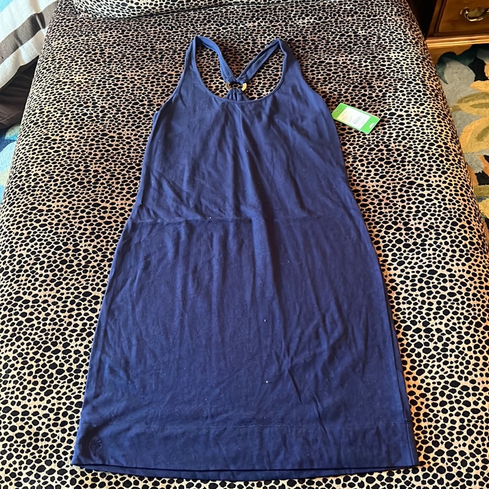 NEW WITH TAGS LILLY PULITZER SHORE DRESS IN NAVY A LINE SIZE S $88